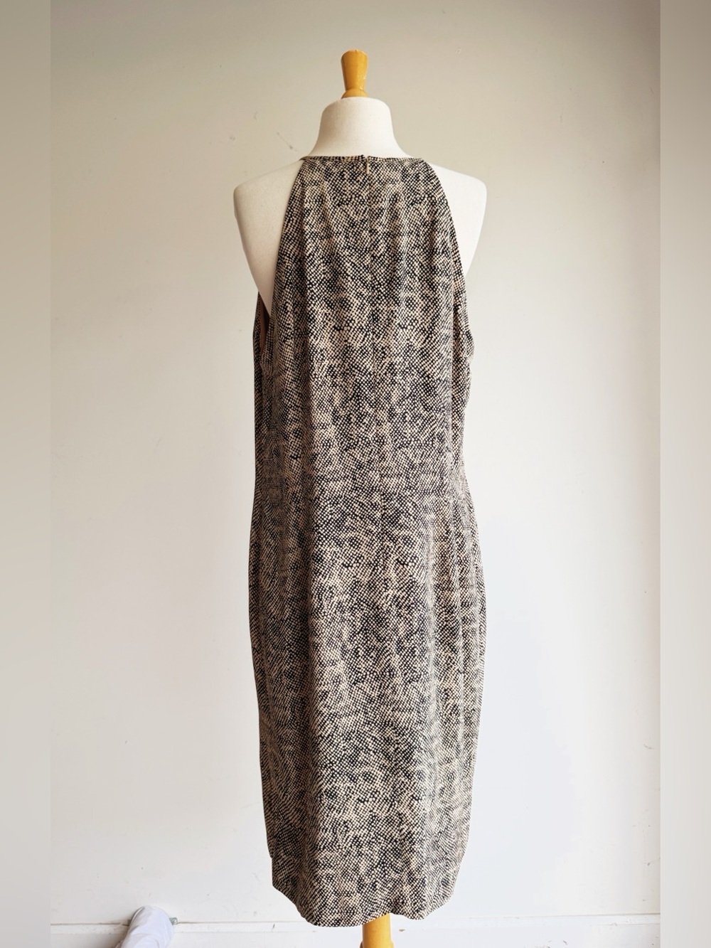 Vintage Maggy London 100% Silk Sheath Dress Size 16 Neutral Abstract Cocktail - Picture 5 of 6